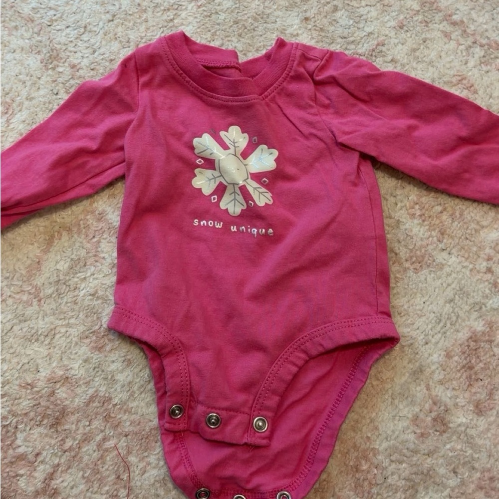 Carter's Pink Snowflake Long Sleeve Bodysuit
